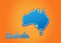 Retro map of australia with halftone background. Cartoon map icon in comic book and pop art style. Cartography business concept.