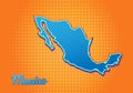 Retro map of Mexico with halftone background. Cartoon map icon in comic book and pop art style. Cartography business concept.