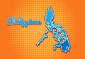 Retro map of Philippines with halftone background. Cartoon map icon in comic book and pop art style. Cartography business concept