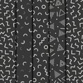 Retro memphis geometric line shapes seamless patterns set. Royalty Free Stock Photo