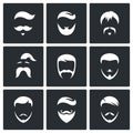 Retro Mens Hair Styles icon set