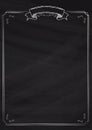 Retro menu blank black blackboard textured background with classic ornamental border Royalty Free Stock Photo