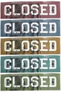 Retro metal closed signs in different colours