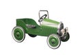 Retro metal green car toy isolated on white background. Green retro vintage toy car Royalty Free Stock Photo