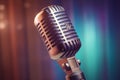 Retro metallic microphone colorful. Generate Ai Royalty Free Stock Photo