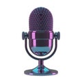 Retro Metallic Microphone with Iridescent Colors on White Background Royalty Free Stock Photo