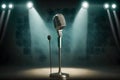 Retro microphone. Dynamic microphone. Neural network AI generated