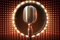Retro microphone. Dynamic microphone. Neural network AI generated