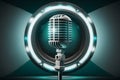 Retro microphone. Dynamic microphone. Neural network AI generated