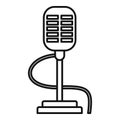 Retro microphone icon, outline style