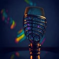 Retro Microphone Illuminated by Colorful Lights