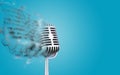 Retro microphone isolated in colorful background Royalty Free Stock Photo