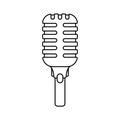 Retro Microphone Outline Icon Illustration on Isolated White Background Suitable for Speech, Audio, Sing Icon Royalty Free Stock Photo