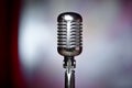 Retro microphone and red curtain Royalty Free Stock Photo