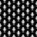 Retro microphone seamless pattern isolated on black background Royalty Free Stock Photo