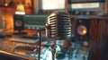 The retro microphone setup.AI generated image Royalty Free Stock Photo