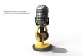 Retro microphone on short leg and stand with Headphone Pen Tool Created Clipping Path Included in JPEG Easy to Composite Royalty Free Stock Photo