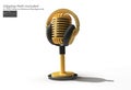 Retro microphone on short leg and stand with Headphone Pen Tool Created Clipping Path Included in JPEG Easy to Composite Royalty Free Stock Photo