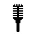 Retro Microphone Silhouette. Black and White Icon Design Element on Isolated White Background Royalty Free Stock Photo