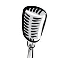 Retro microphone silhouette vector illustration Royalty Free Stock Photo