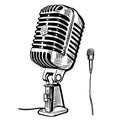 Retro microphone sketch hand drawn in doodle style Vector illustration Royalty Free Stock Photo