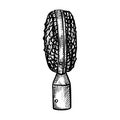 Retro microphone sketch isolated. Music equipment for speech in hand drawn style Royalty Free Stock Photo