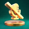 Retro Microphone Slash icon. Fortuna Gold Retro Microphone Slash symbol on golden podium Royalty Free Stock Photo