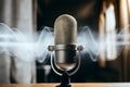 Retro Microphone with Sound Waves