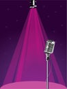 Retro microphone and spotlight Royalty Free Stock Photo