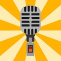 Retro microphone type icon journalist vector interview music broadcasting vocal tool tv tool.