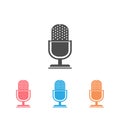 Retro microphone vector icon set isolated on white Royalty Free Stock Photo