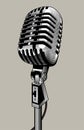 Retro microphone drawing. Vintage engraving stylized drawing.