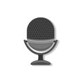 Retro microphone web icon in flat design with shadow.