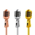 Retro Microphones copper silver and gold Royalty Free Stock Photo