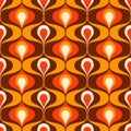 Retro 70s ogee ovals brown orange pattern Royalty Free Stock Photo