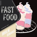 Retro milk shake Fast food Vector Royalty Free Stock Photo
