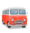 retro mini van bus for travel and leisure vector illustration Royalty Free Stock Photo