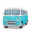 retro mini van bus for travel and leisure vector illustration Royalty Free Stock Photo