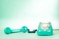 Retro mint green telephone photo for background