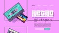 Retro mixtape banner with vintage audio cassettes