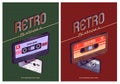 Retro mixtapes cartoon poster with audio mix tapes Royalty Free Stock Photo