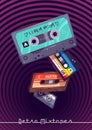 Retro mixtapes cartoon poster with audio mix tapes Royalty Free Stock Photo