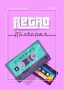 Retro mixtapes cartoon poster, music and sound Royalty Free Stock Photo