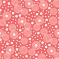 Retro Mod Style Vector Seamless Pattern with Textured Circles on Christmas Red Background. Geometric Snowflakes Royalty Free Stock Photo