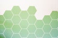 Retro modern green Hexagon tiled wall with half white wall, modern background texture, new interior