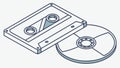 Retro and Modern Media Vector: Cassette Tape and CD, Audio Evolution, vector design Generative AI Royalty Free Stock Photo