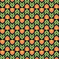 Retro Modern Mid Century Orange And Green Tulip Flowers Pattern Royalty Free Stock Photo