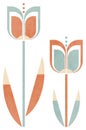 Retro Modern Tulip Flowers - Mid Century Floral Illustration