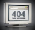 Retro monitor with 404 page not found connection error code on webpage. 3D illustration