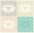 Retro Mono Line Frames with place for Text. Vector Design Template, Labels, Badges on Seamless Geometric Patterns.